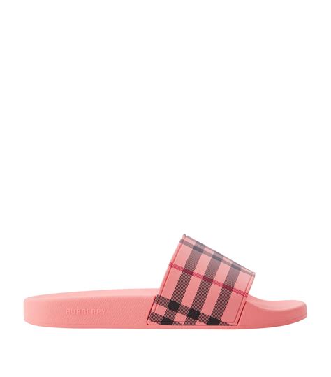 pink and red burberry slides|burberry women's thongs flip flops.